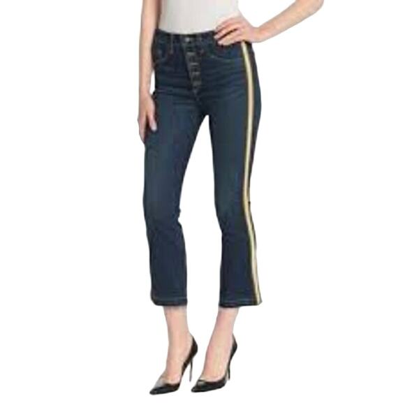 Veronica Beard Jeans Women's Dark Vintage Stripe Carolyn Baby Boot Jeans Size 28 - Picture 1 of 8